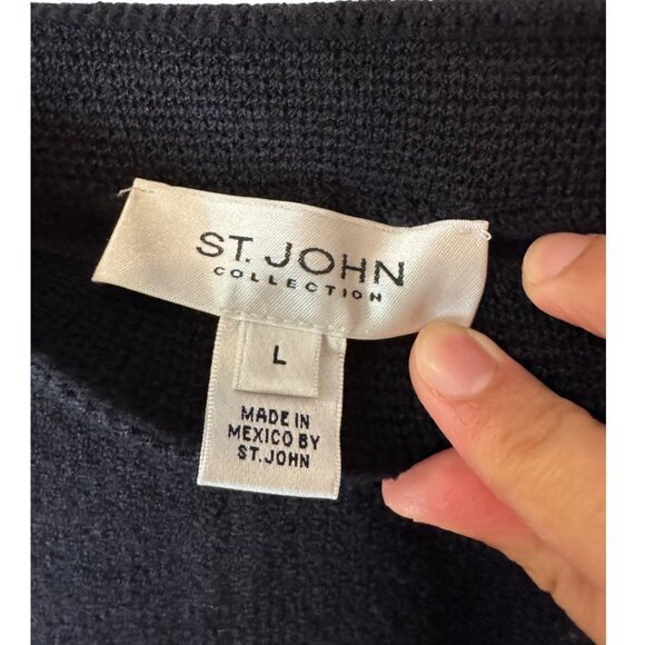 St. John Collection black knitted wide leg cropped culottes size L - Picture 6 of 6